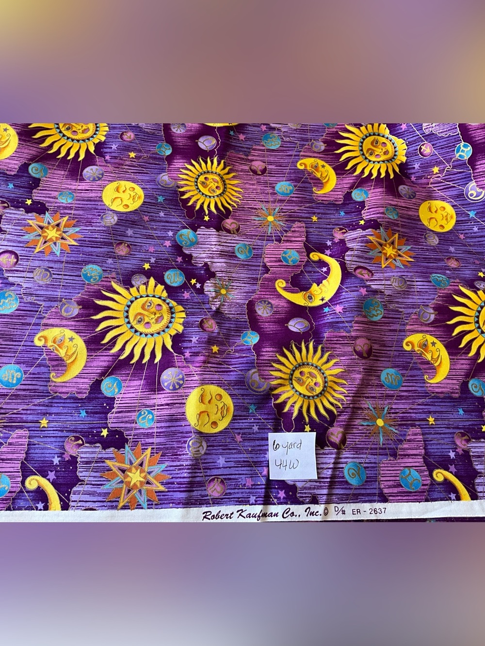 Quilting Sewing Robert Kaufman Fabric Celestial-Theme Zodiac Purple 6 Yards